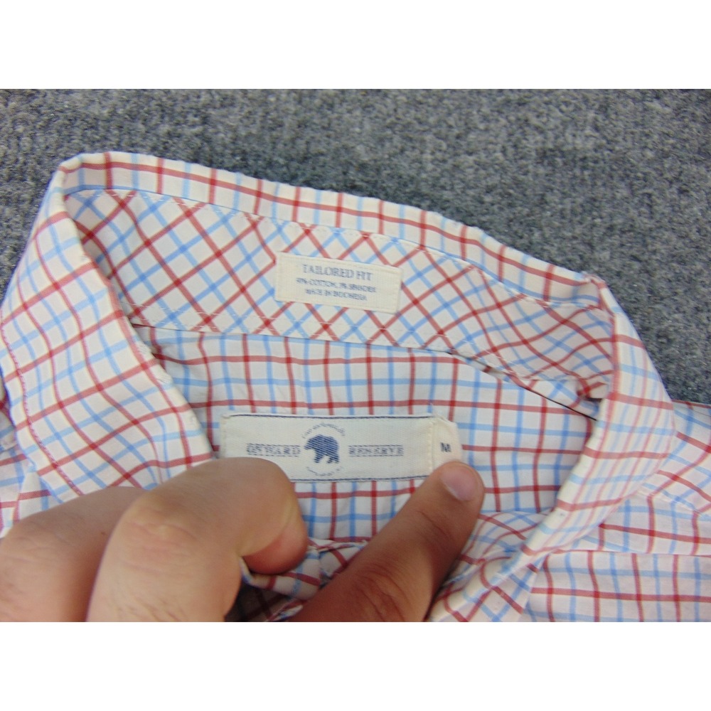 Onward Reserve Shirt Mens Med Tailored Fit White Red Blue Plaid Button Down - Picture 7 of 8